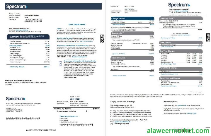 USA Spectrum utility bill template in Word and PDF format (4 pages) 1 2